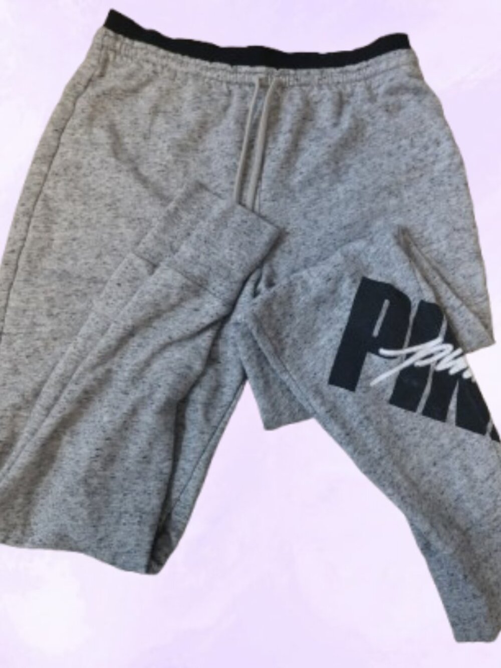 PINK Victoria's Secret Pink Pink on left leg tweed jogger sweatpants in gray S